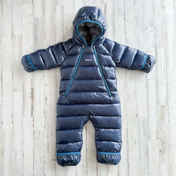 Patagonia Other - Patagonia Hi-Loft Down Sweater Bunting Snowsuit Infant 3-6 mos Navy Blue Warm